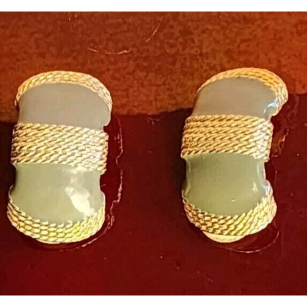 Vintage Gay Boyer Gold and Green Clip On Earrings